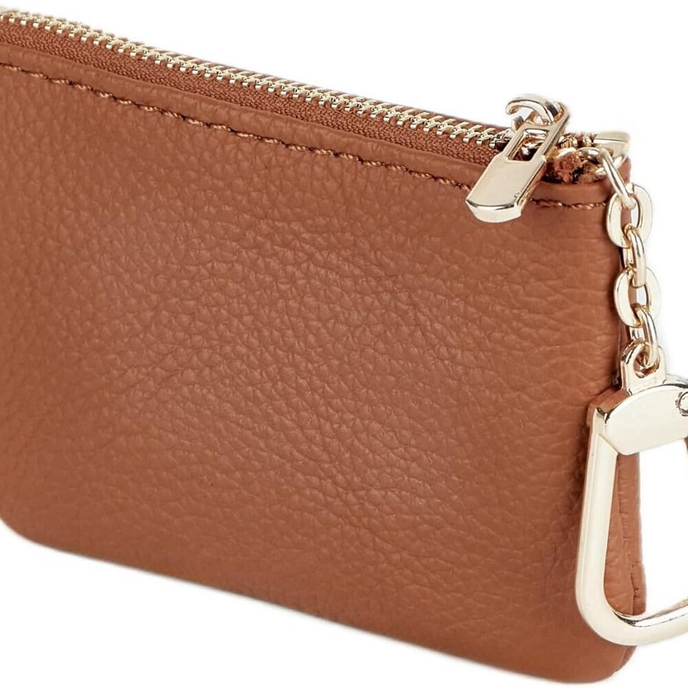 Full Grain Leather Coin Purse with Key Chain - Small Change Purse Keychain Card